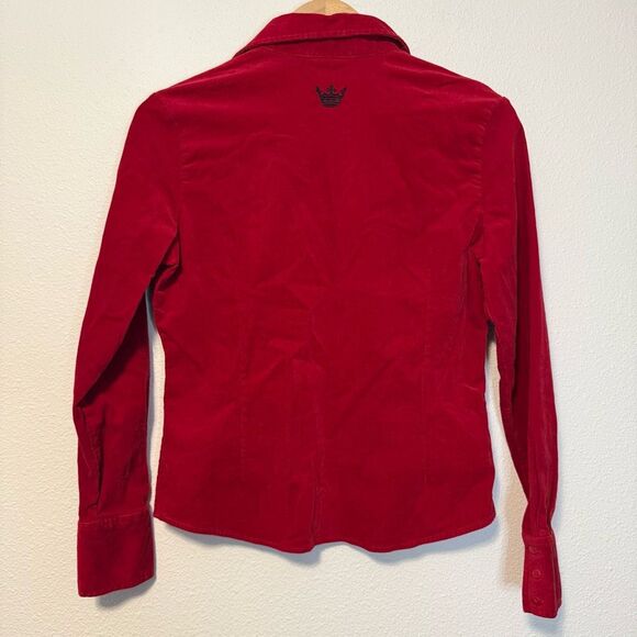 Vintage Harley-Davidson Embroidered Corduroy Red Long Sleeve Button-Down Top Siz - Picture 4 of 8